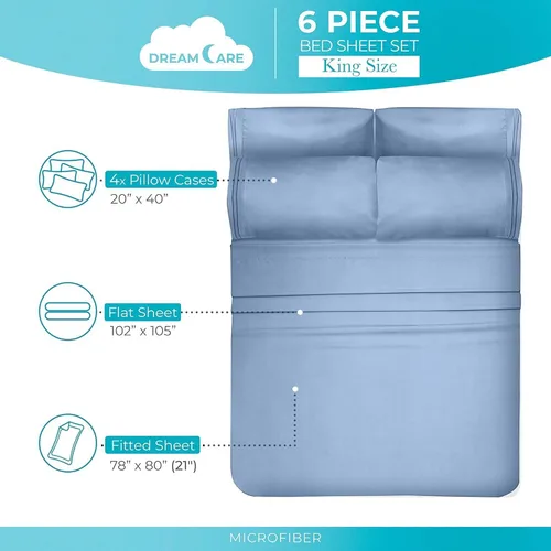 Miniatura 24 de DREAMCARE Juego de sábanas Queen – 6 piezas Sábanas de enfriamiento – hasta 15” Sábanas profundas tamaño Queen – Colección 2500 Supreme – Extra 03