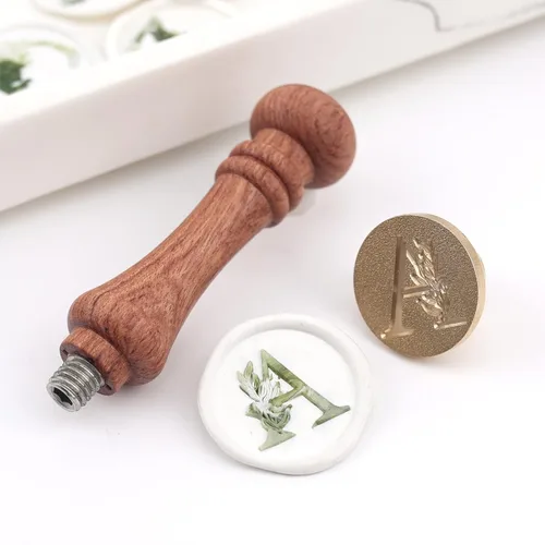 Miniatura 2 de Sello de cera de hojas de eucalipto, sello de sello de letra A del alfabeto ONWINPOR para invitación de fiesta de boda, envoltura de regalo, sobre