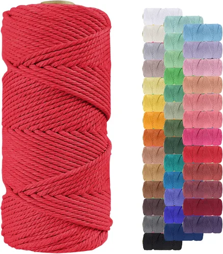 Miniatura 115 de Cuerda de macramé de 0.079 in para 219 yardas, cuerda de algodón natural para manualidades, hilo de cuerda de macramé de colores para colgar