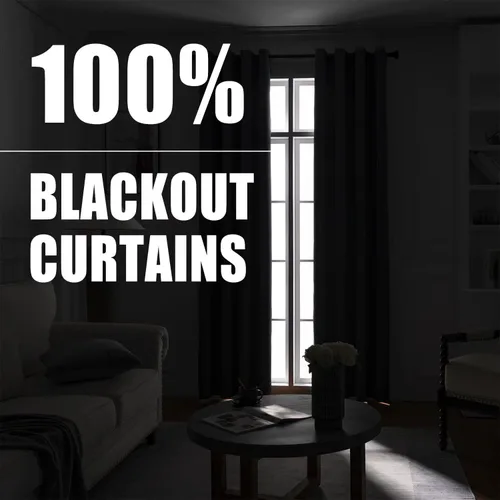 Miniatura 2 de Rutterllow - Cortinas 100% opacas, paneles de cortina con ojales, aislamiento térmico y bloqueo de luz para habitación y sala de estar