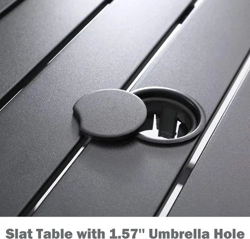 Miniatura 6 de Crownland Barra de patio de 39 pulgadas de alto, marco de metal, mesa de bar para exteriores, mesa de listones con agujero para sombrilla de 1.57