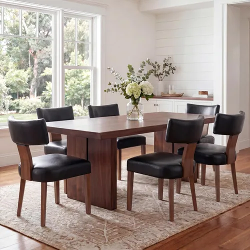 Miniatura 51 de VESCASA Juego de 2 sillas de comedor modernas de mediados de siglo, sillas de comedor tapizadas de lino con respaldo curvado ergonómico, patas