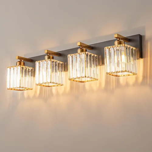 Miniatura 56 de Lámpara de tocador moderna de 2 luces de níquel cepillado, lámpara de tocador de cristal, luz de pared de baño, accesorios de iluminación de baño