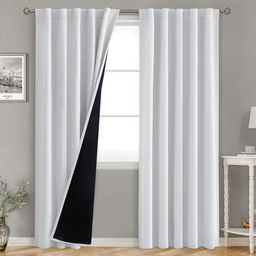 Miniatura 154 de BGment Cortinas 100% opacas beige de 63 pulgadas de largo con forro aislante térmico, bolsillo para varilla y lengüeta trasera de doble capa