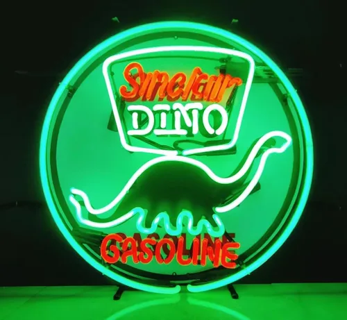 Letreros de neón de bar de cerveza compatibles con Sinclair, letrero de cerveza de dinosaurio de vidrio, gasolina, letreros de neón para oficina,