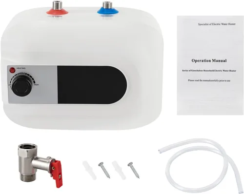 Miniatura 9 de Calentador de agua eléctrico de mini-tanque, 110 V, 1.6 galones, 1500 W, punto de uso instantáneo, calentador de agua caliente para remolque, baño