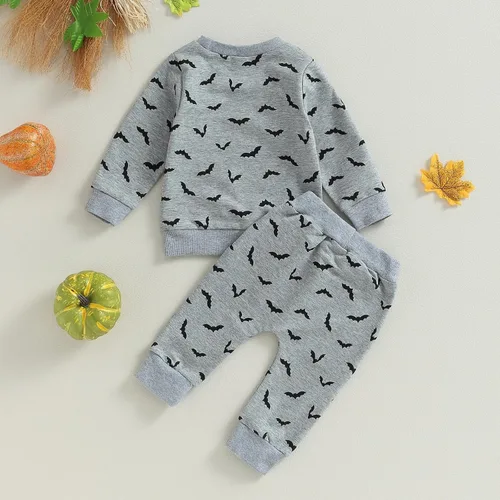 Miniatura 61 de YINGISFITM Conjunto de camisa de calabaza de Halloween para bebé, niña, niño, sudadera y pantalones para otoño e invierno