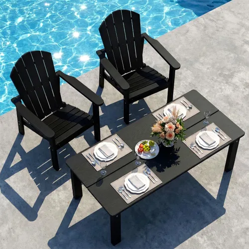 Miniatura 27 de nevilywood Sillas Adirondack compactas apilables, sillas de patio de polietileno de alta densidad de 26.3 pulgadas de ancho, duraderas, diseño que