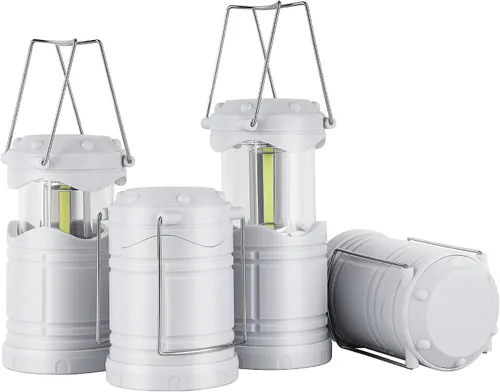 Miniatura 16 de Lichamp Linterna LED para campamento, paquete de 4 linternas alimentadas por batería para cortes de energía, luz colgante plegable portátil esencial