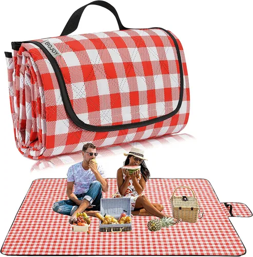Miniatura 10 de Manta de picnic grande para playa, impermeable, a prueba de arena, para exteriores, plegable, tapete de picnic sin arena con correa de transporte