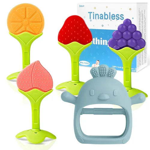 Miniatura 14 de Mordedores para la dentición (paquete de 5) - Juego de mordedores de dentición para bebés Tinabless, sin BPA, naturales orgánicos seguros
