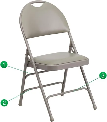 Miniatura 14 de Flash Furniture HERCULES Series Ultra Premium Triple Braced Black Vinyl Metal Silla plegable con asa fácil de transportar Marco negro de vinilo.