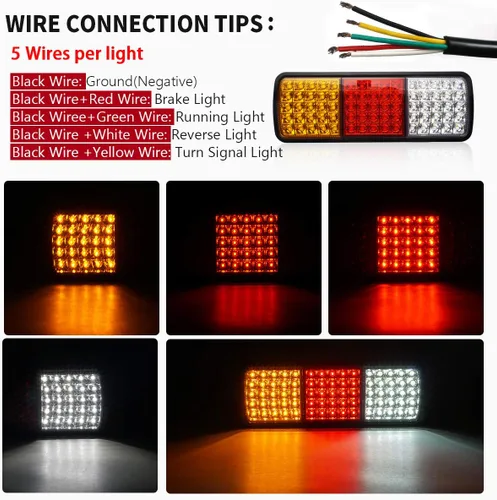 Miniatura 5 de Auovo 75 luces LED traseras de camión DC12V ámbar rojo blanco señal de giro de freno de marcha atrás remolque barra de luz trasera lámparas