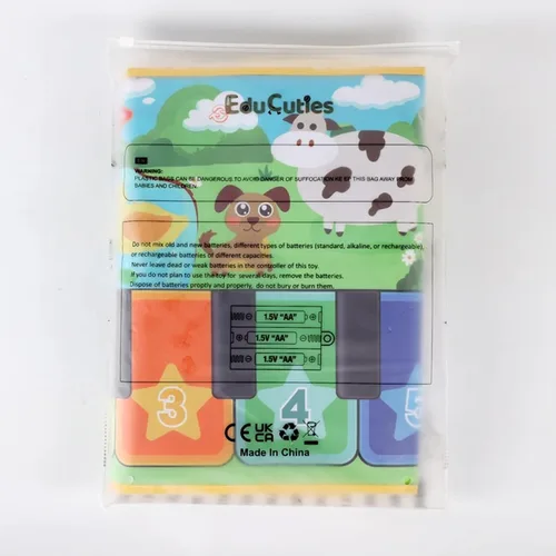 Miniatura 6 de Juguetes musicales de aprendizaje para bebés, alfombrilla de piano para jugar en el suelo para niños pequeños con tarjetas flash de animales, sonido