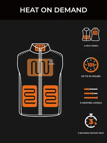 Miniatura 3 de ORORO Upgraded Battery Men's Heated Vest with 90% Down and Detachable Hood, Lightweight Heated Down Vest with Battery Pack
