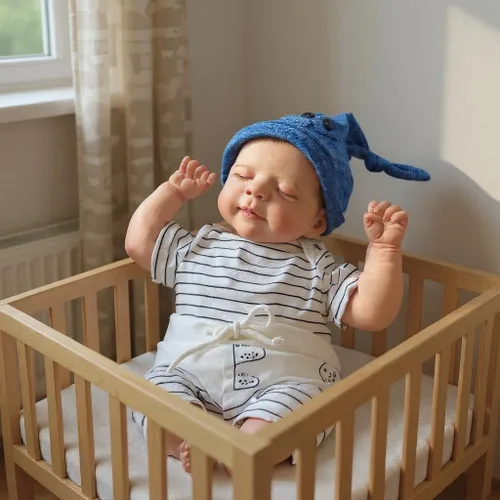 Miniatura 5 de WOOROY Muñecas Realistas de Bebé Reborn Niño - Muñecas de Bebé Recién Nacido de 18 Pulgadas con Cuerpo de Tela Suave Durmiendo Muñecas de Bebé