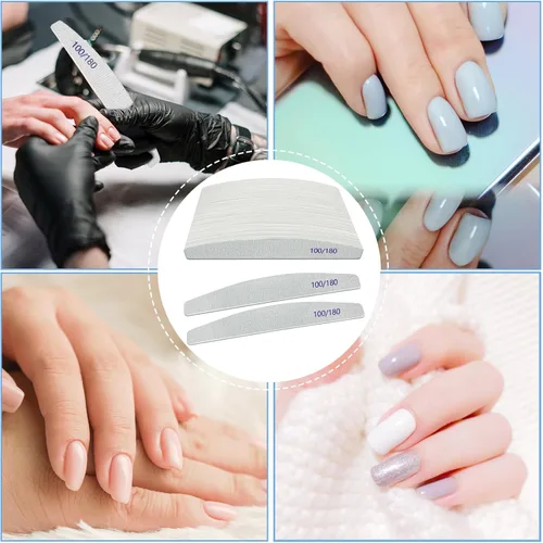 Miniatura 6 de Limas de uñas (paquete de 50), lima de uñas de madera de grano 100/180, lima de uñas de doble cara de madera Emory para uñas naturales, profesional