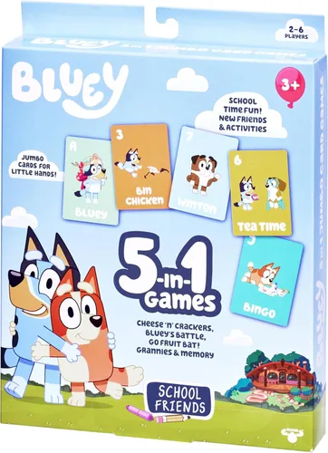 Miniatura 8 de Bluey Juego de Cartas 5 en 1, Juego para Niños Pequeños con Baraja de 53 Cartas de Tamaño Jumbo, Juegos de Cartas Interactivos Multicolor para Niños