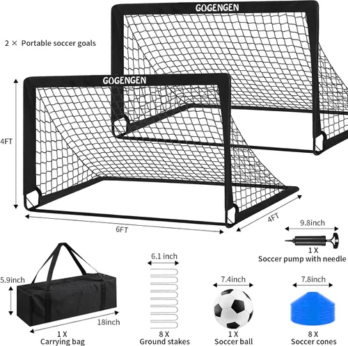 Miniatura 2 de Soccer Goal, 2 of 6x4 Soccer Goals for Backyard with Soccer Net, Soccer Ball, Target, Cones, Soccer Training Equipment for Toddler Kids Youth
