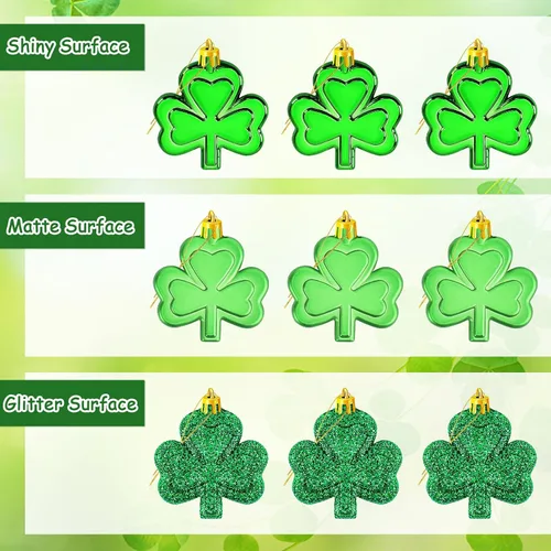 Miniatura 3 de JULMELON 36 Piezas Adornos de Tréboles del Día de San Patricio, Adornos de Mini Árbol, Decoración de Trébol Verde para Mesa de Comedor, Estante
