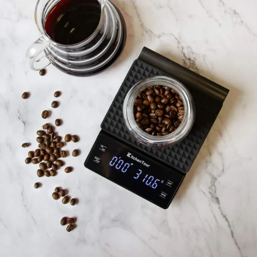 Miniatura 5 de Báscula de café KitchenTour con temporizador 3 kg/0,1 g, báscula de alta precisión para verter sobre goteo Espresso con pantalla LCD retroiluminada