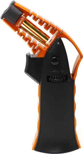Miniatura 8 de Antorcha Scorch Torch CNC maquinada de 17,14 cm de alto, antorcha de llama de aluminio portátil ajustable recargable con butano en caja de regalo