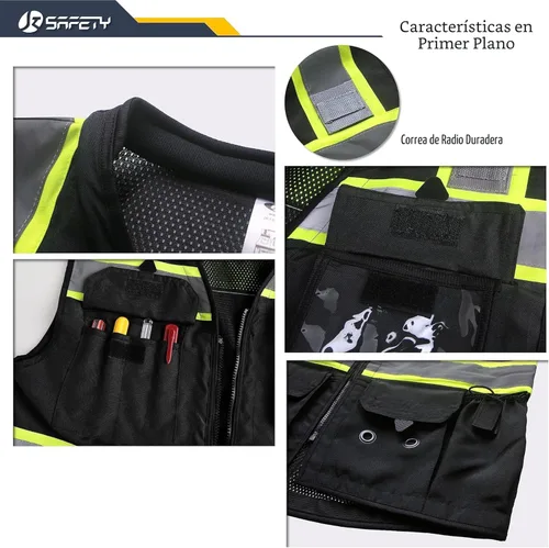 Miniatura 2 de JKSafety Hi-Vis Chaleco de seguridad unisex para topógrafos de alta visibilidad, resistente, con bolsillos internos, cumple con las normas ANSI/ISEA