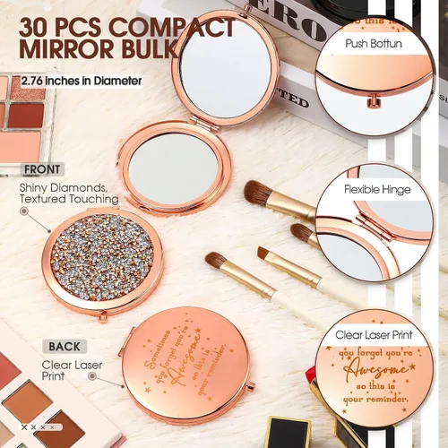 Miniatura 3 de Roowest 30 piezas de espejos compactos de regalo para mujeres, Sometimes You Forget Your Awesome Bulk Apreciation Party Favors for Employee Coworker