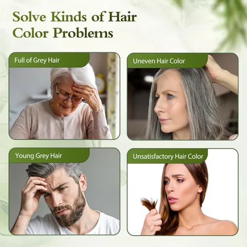 Miniatura 7 de Champú de tinte para el cabello castaño claro, 100 % cobertura de canas, champú para mujeres y hombres, sin amoníaco y sin parabenos con hierbas