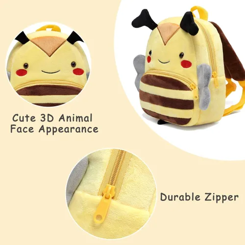 Miniatura 5 de KASQO - Mochila para niños y niñas mochila para niños pequeña y linda mochila de felpa suave para niños de 1 a 6 años