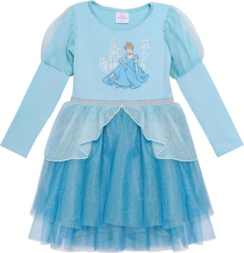 Miniatura 8 de Disney Vestido tutú de princesa de manga larga para niñas, lindos vestidos para niños pequeños con Cenicienta, Bella, Elsa y Tiana