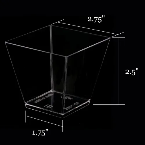 Miniatura 3 de Tosnail Paquete de 80 vasos cuadrados de plástico transparente para postres de 7 onzas con 100 cucharas