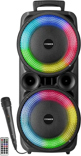 Miniatura 13 de Fisher Altavoces Bluetooth portátiles, altavoces estéreo, sistema inalámbrico Bluetooth, triángulo cuádruple de 6.5 pulgadas, doble potencia máxima