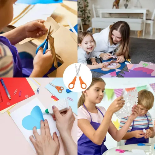 Miniatura 6 de EZZGOL - Tijeras a granel para niños, paquete de 12 tijeras de seguridad para estudiantes de punta roma de 5 pulgadas, 6 colores surtidos