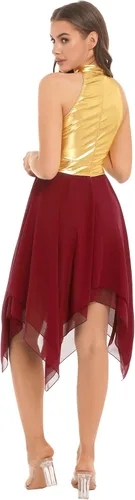 Miniatura 2 de easyforever Vestido de baile sin mangas con bloques de color para mujer, alabanza litúrgica, ropa de baile lírico, vestido de bata de adoración