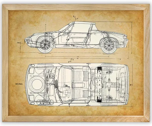 Miniatura 9 de Porsche 914 - Póster antiguo para automóvil y cueva de hombre, dibujo de patente de coche deportivo, decoración de pared de garaje, gran regalo