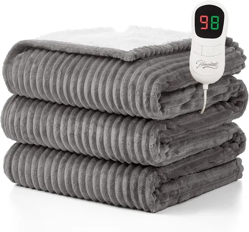 Miniatura 26 de Homemate Manta térmica eléctrica de 50 x 60 pulgadas, manta térmica de 1/2/4/6/8 horas de apagado automático, 10 niveles de calor, protección contra
