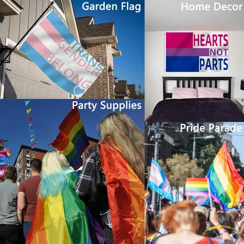 Miniatura 6 de ChillOutPal Bandera del orgullo del progreso de 3 x 5 pies, LGBTQIA+ bandera de jardín impermeable de poliéster con colores vibrantes para desfiles