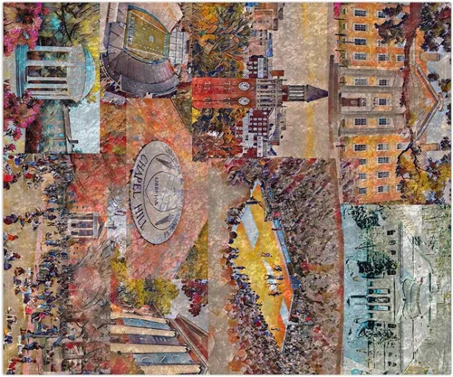 Miniatura 4 de se adapta a UNC Chapel Hill - Manta de terciopelo triturado Campus de acuarela emoción capilla Carolina del Norte Regalo de graduación