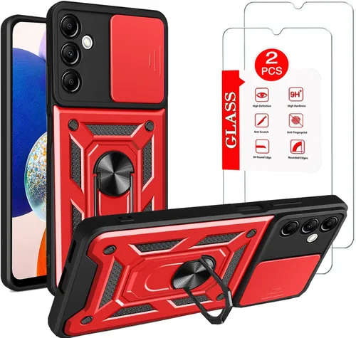Miniatura 8 de Funda para Samsung Galaxy A14 5G con [2 unidades] protector de pantalla, para Galaxy A14 4G, funda protectora de doble capa resistente para teléfono