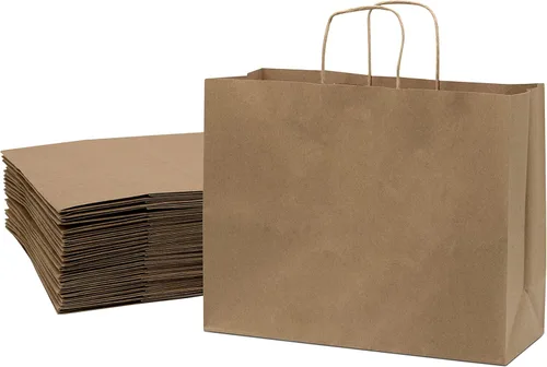 Miniatura 9 de Prime Line Packaging Bolsas de papel marrón, bolsas de regalo de compras de papel kraft con asas para pequeñas empresas, venta al por menor