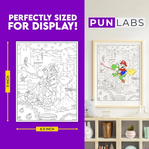 Miniatura 7 de Super Mario - Páginas para colorear para adultos y niños, juego de 5 hojas para colorear inspiradas en Mario en cartulina premium, divertido juego