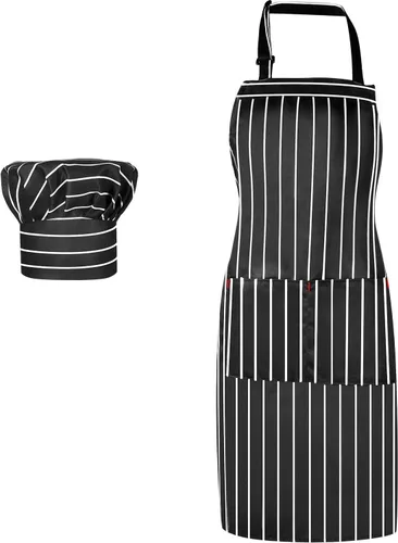 Miniatura 13 de SATINIOR Disfraz de chef de 2 piezas para mujeres y hombres, juego de delantal para adultos, delantal de panadero, sombrero para cocinar y cosplay