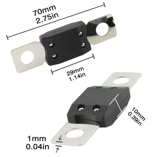 Miniatura 2 de MEGA AMG Fusibles de Alta Corriente 3Pcs, 125Amp Montaje por Perno de Alta Protección para Vehículos de Coche, Camiones, Autobuses, Caravanas (125A)