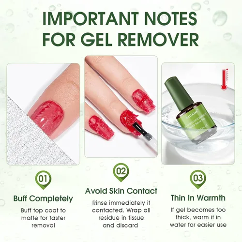 Miniatura 6 de Removedor de esmalte de uñas de gel de 0.5 onzas líquidas, removedor de esmalte profesional para uñas, removedor de esmalte rápido y fácil en 2-5