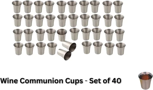 Miniatura 7 de Communion Ware - Juego de iglesia apilables, 2 bandejas de comunión con tapa y 2 platos de pan con tapa, 80 tazas incluidas, ideal para iglesias