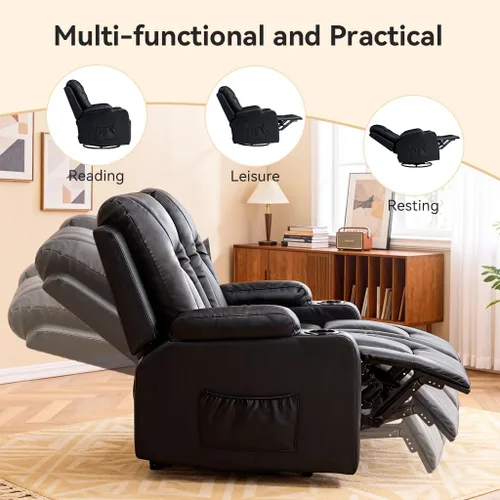 Miniatura 5 de COMHOMA Juego de muebles de sala de estar, juegos de sofá reclinable manual de piel sintética con portavasos, sofá reclinable, sofá biplaza