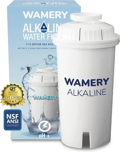 Wamery Filtro de agua alcalino de repuesto para jarra – Filtro único, mejora el pH y el sabor, capacidad de 42 galones, carbón activado de coco con