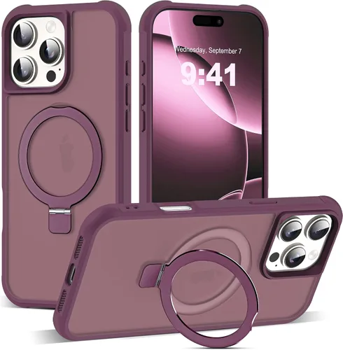 Miniatura 64 de SKYLMW – Funda compatible con iPhone 12 Pro Max y iPhone 13 Pro Max con soporte magnético invisible tipo anillo, fundas translúcidas para teléfonos