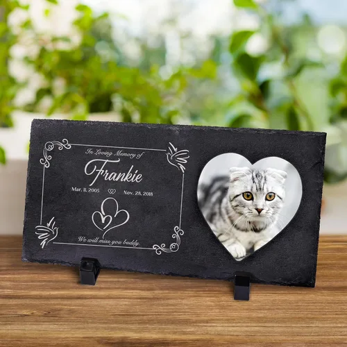 Miniatura 15 de Farfume Piedras conmemorativas personalizadas para mascotas con foto y texto Marcadores personalizados para tumbas para mascotas Lápidas